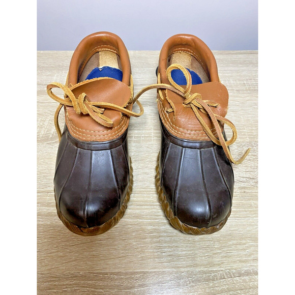 Cabelas Duck Waterproof Steel Shank‎ Rain Boots Womens Sz 8 Brown Leather Ankle - Picture 1 of 6